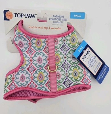 Arnés chaleco cómodo Top Paw pequeño para perros moda - rosa/verde floral nuevo con etiquetas Foto 1 de 4