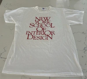 Vintage 80er 90er NYC School of Interior Design Russell weißes T-Shirt Erwachsene L hergestellt in den USA - Bild 1 von 7