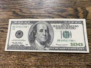 1999 $100 Dollar Star Note With Low Serial Number -ALMOST UNCIRCULATED - Picture 1 of 8