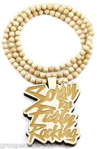 Sorry for Party Rockng New Pendant Necklace Good Wood Style 36 Inch Wood Chain - Picture 1 of 12