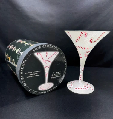Bastón de caramelo de vidrio Martini Lolita PEPPERMINTINI 10 oz pintado a mano barra de Navidad Foto 1 de 4