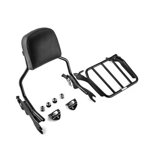 For 2018-2025 Harley Fat Bob Upright Sissy Bar Backrest Pad Luggage Rack Docking - Picture 1 of 17