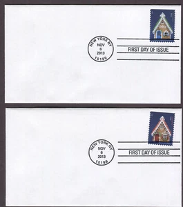 USA 2013 GINGERBREAD HOUSE. A SET OF FOUR FIRST DAY COVERS - Picture 1 of 2