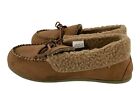 Deer Stags Mens Campfire Brown Slip On Faux Fur Moccasin Slippers Shoes Size 11M