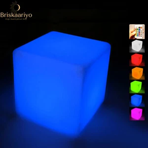 16" LED Cube Light Pub Bar Stool 16 RGB Colors Changing Chair w/Remote Control - Picture 1 of 11