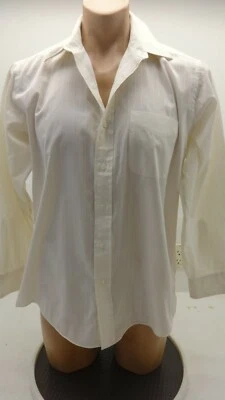 AUSTIN REED MEN'S IVORY STRIPED COTTON BLEND DRESS SHIRT SIZE 16 32/33 - Image 1 of 4