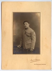 Portrait studio Homme militaire Grenoble Le Tellier Ancienne photo début XXè s. - Imagen 1 de 1