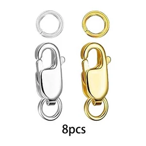 8x Lobster Claw Clasp with Closed Jump Rings DIY Craft - Picture 1 of 7