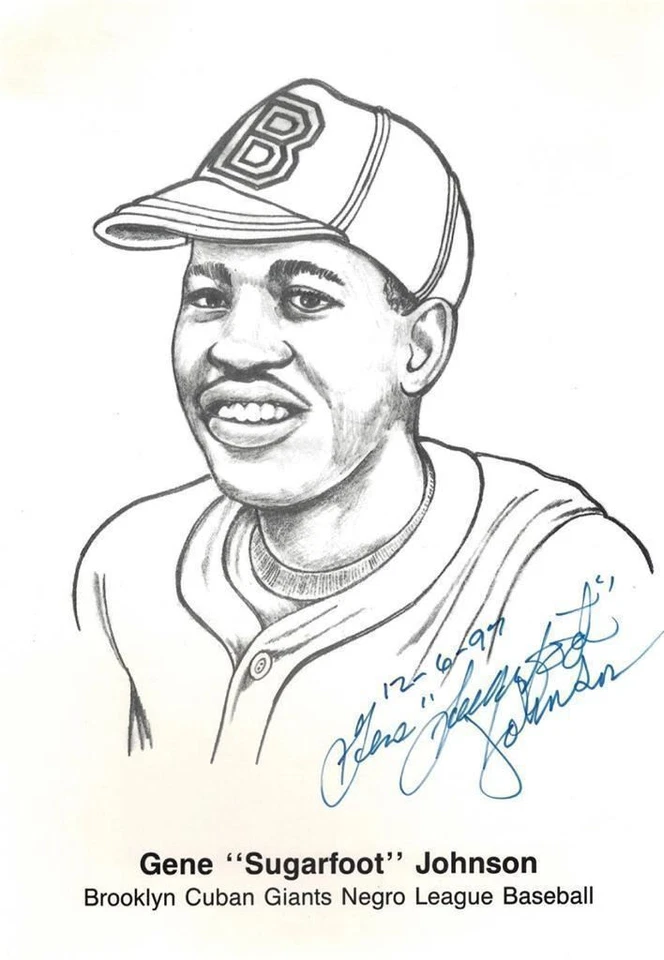 Firmado Gene Sugarfoot Johnson 8x10 Liga Negra Brooklyn Gigantes Cubanos Foto 1 de 1