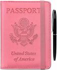 RFID Passport Holder Cover Travel Wallet Card Case Women Man With Pen Easy Safe