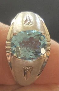 10K White Gold Ring With 2.3 ctw Precious Stones Genuine Diamonds And Topaz /10 - Picture 1 of 4