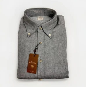 STENSTROMS Slimline Twofold Super Soft Flannel Cotton Grey Shirt RRP: £175.00 - Picture 1 of 4