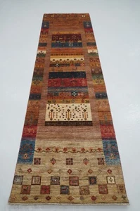 3 x 10 ft Brown Gabbeh Afghan Hand knotted Tribal Runner Rug - Picture 1 of 13