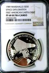 NGC PF68 Marshall Islands 1989 1st American Earth Orbit Outer Space $50 - Picture 1 of 2