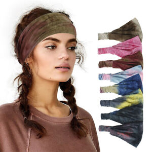 Women Yoga Sports Wide Headband Stretch Boho Hair Band Turban Headwrap Headwear