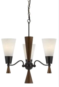 Cal Lighting FX-3528/3 Verona 3 Light Chandelier Faux Mahogany Frosted White - Picture 1 of 11