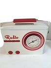 Retro Cream Metal Radio Tin With Handle And Added Detail  Collectible Tin