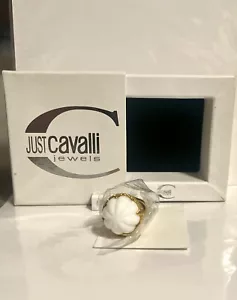 Just Cavalli Statement Ring White and Gold Large White Dome Ring NIB C - Picture 1 of 3