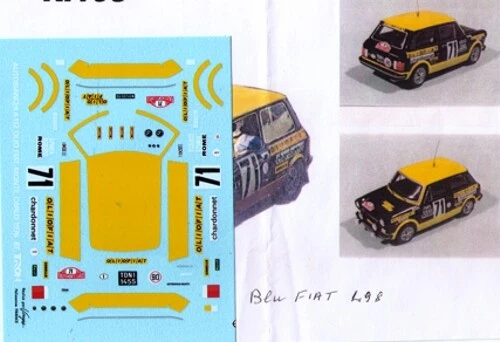 decal AUTOBIANCHI A112 ABARTH OLIOFIAT MONTECARLO '76 PIANTA-COLUCCI TRON DER103 - Immagine 1 di 1
