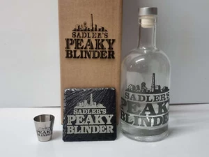 Peaky Blinders Sadlers black steel small shot glass decanter box set personalise - Picture 1 of 9