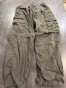 BC Clothing Cargo Pants Men's Large Green Outdoor Convertible Baggy - Picture 1 of 4
