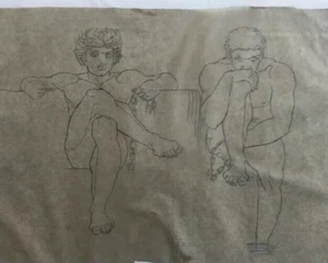 Disegno a matita vintage uomo e personaggi nell'antico dopo Flaxman - Foto 1 di 9