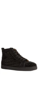Talla 6 - Christian Louboutin Louis Spikes Orlato gamuza negra top alto - Imagen 1 de 8