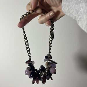 Max Mara Chunky Statement Beaded Necklace 90s: purple, lavender, black, amethyst