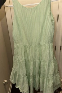 Women Polo Ralph Lauren Green Summer Pinstripes leeveless Dress Size 14 Spring - Picture 1 of 6