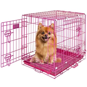 Homey Pet 24" Pink Nano-Coated Metal Wire Dog Crate Cage Kennel for Dog Training - Picture 1 of 10