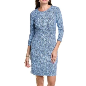 J. McLaughlin Sophia Catalina Dress 3/4 snap sleeve blue geometric size XL - Picture 1 of 10