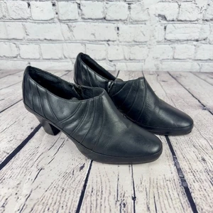 Clarks Artisan Womens Black Leather Shoes Zip Up, Man Made, 2.5" Heel, Size 9 - Picture 1 of 8