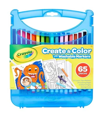 Estuche de arte Crayola Super Tips 65+ piezas marcadores para colorear páginas regalo para niños Foto 1 de 4