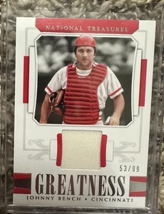 Camiseta deportiva 2018 National Treasures Baseball Johnny Bench Game usada reliquia #53/99 Reds - Imagen 1 de 2
