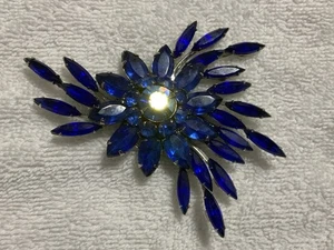 Vintage Judy Lee blaue Strass Starburst Brosche - Mid Century Statement Pin - Bild 1 von 3