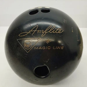 Vintage AMF Amflite Magic Line Bowling Ball 15.6 lbs Black - Picture 1 of 5