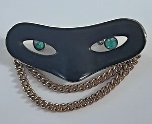 Mardis Gras Maske Anstecknadel Karneval New Orleans Brosche Kette türkis Strass baumeln - Bild 1 von 3
