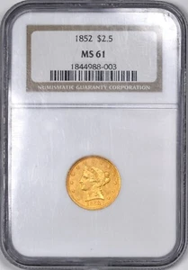 1852 Liberty Head Gold Quarter Eagle Pre-Civil War $2.5 - NGC MS61 - - Picture 1 of 2