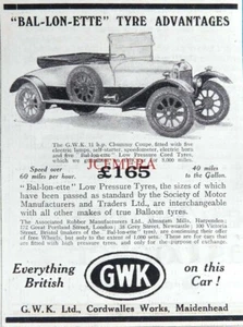 Neumáticos de baja presión GWK 'BAL-LON-ETTE', original 1925 anuncio: 688-116 - Imagen 1 de 1