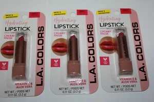 3X L.A. Colors Hydrating Vitamin E Aloe Vera Lipstick C68671 Bright Pink - Picture 1 of 2