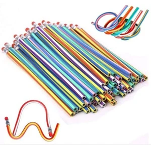 60pc Soft Bendable Flexible Pencils With Rubber Erasers Assorted Colour - Picture 1 of 1