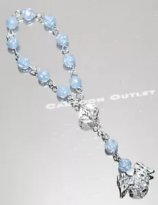 12 X FIRST COMMUNION ROSARY BAUTIZO ROSARIO RECUERDOS COMUNION ANGEL CHARM BLUE - Picture 1 of 4