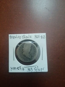 1821 AZ  Mexico 1 REALE, Ferdinand VII, Royalist War of Independence KM 83.3  - Picture 1 of 6