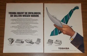 Seltene Werbung TOSHIBA Notebooks Kompakt-Computer Kopierer Drucker 1986 - Afbeelding 1 van 1