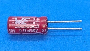 Elko, radial, 0,47µF (0,47uF) / 50V / 105°C, 10 Stk. (Ø5x11mm) - Würth WCAP-ATG5 - Bild 1 von 2