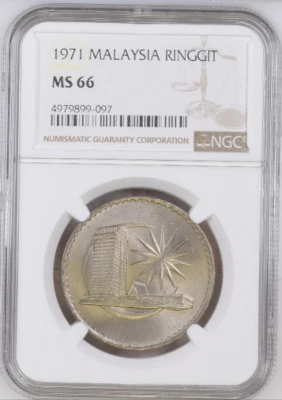 Malaysia 1st Series (1971) Ringgit $1 Coin (NGC-MS66) - Image 1 of 2