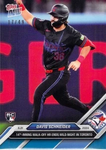 Davis Schneider 2024 Topps Now 247 14th Inning sin HR (RC) 17/49 - ¡Envío gratuito! - Imagen 1 de 2