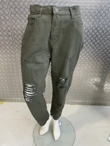 Jeans grün Damen Lang zerrissen 5 Taschen rebellisch XS, S trendig - Bild 1 von 2