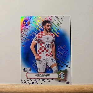 2023 Topps Pristine Soccer UEFA EURO Josip Sutalo BLUE Refractor 22/75 DEBUT #17 - Picture 1 of 2
