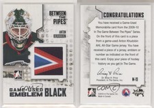 2009-10 ITG Between the Pipes Emblem Black Anton Khudobin #M-19 Rookie RC